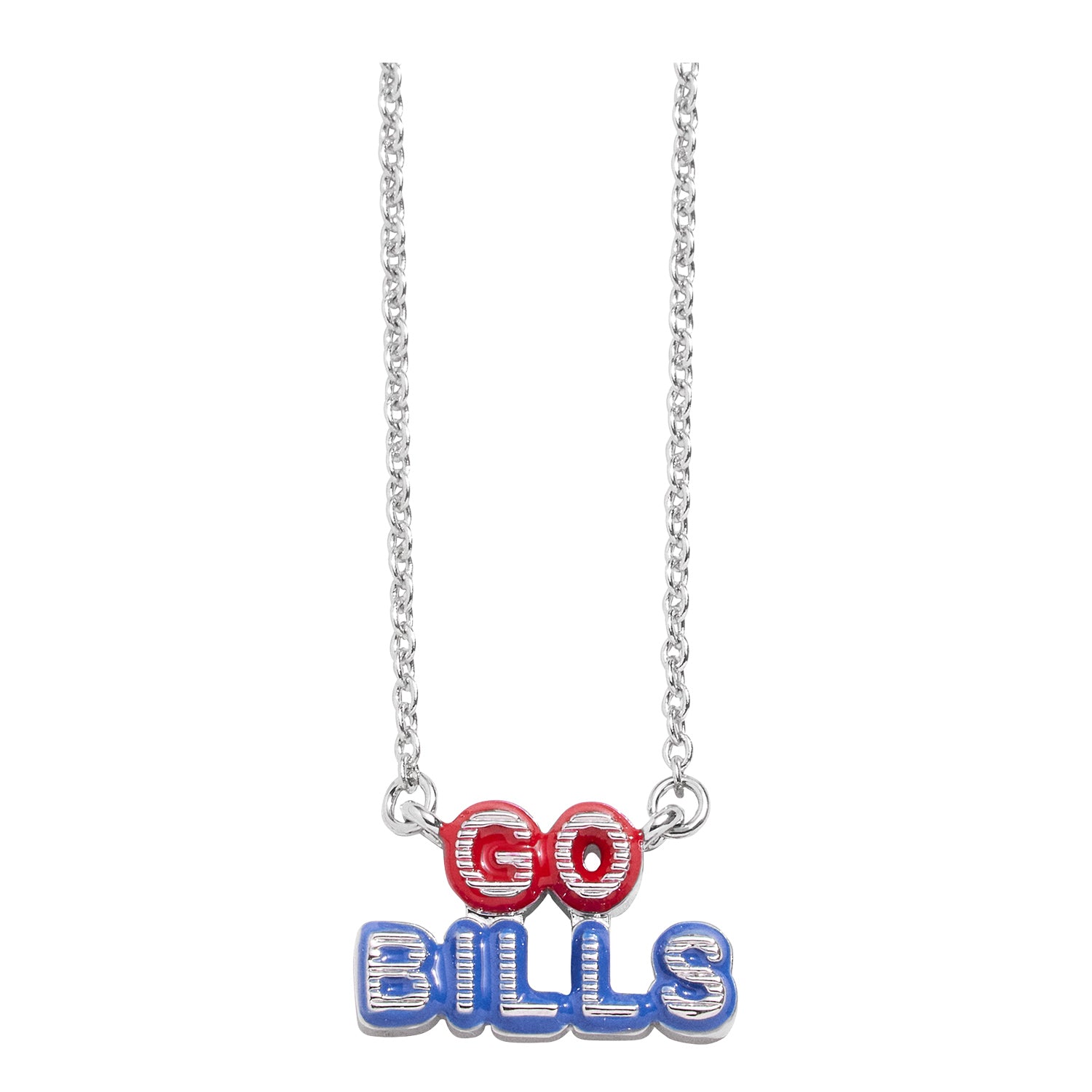 Buffalo Bills Go Bills Slogan Necklace In Red & Blue - Front View