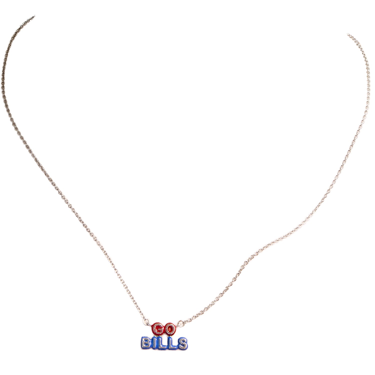Buffalo Bills Go Bills Slogan Necklace In Red & Blue - Full View 2