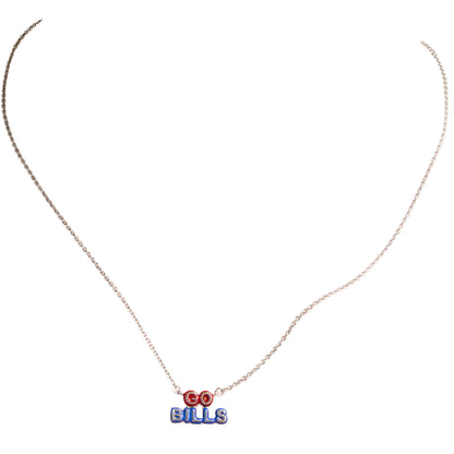 Buffalo Bills Go Bills Slogan Necklace In Red & Blue - Full View 2