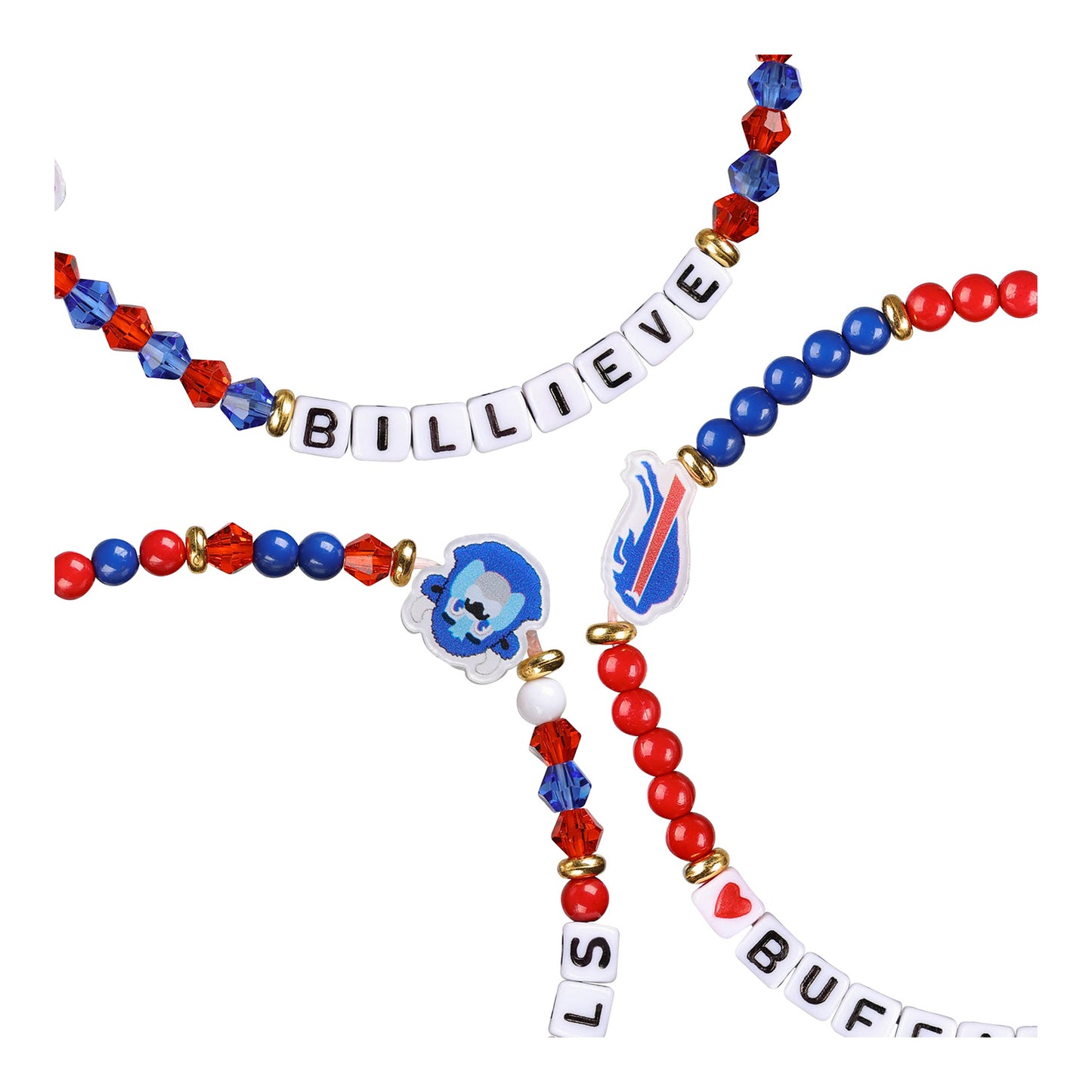 Bills 3-Pack Beaded Friendship Bracelet In Red, White & Blue - Graphic View