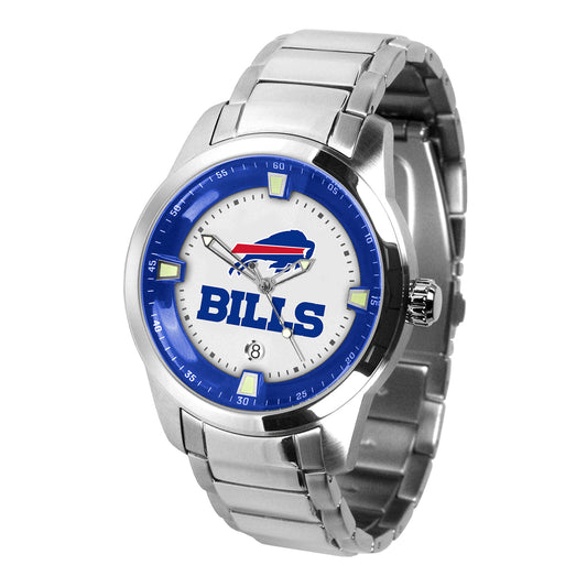 Buffalo Bills Game Time Watches Men's Watch - Titan Series In Silver & Blue - Front View