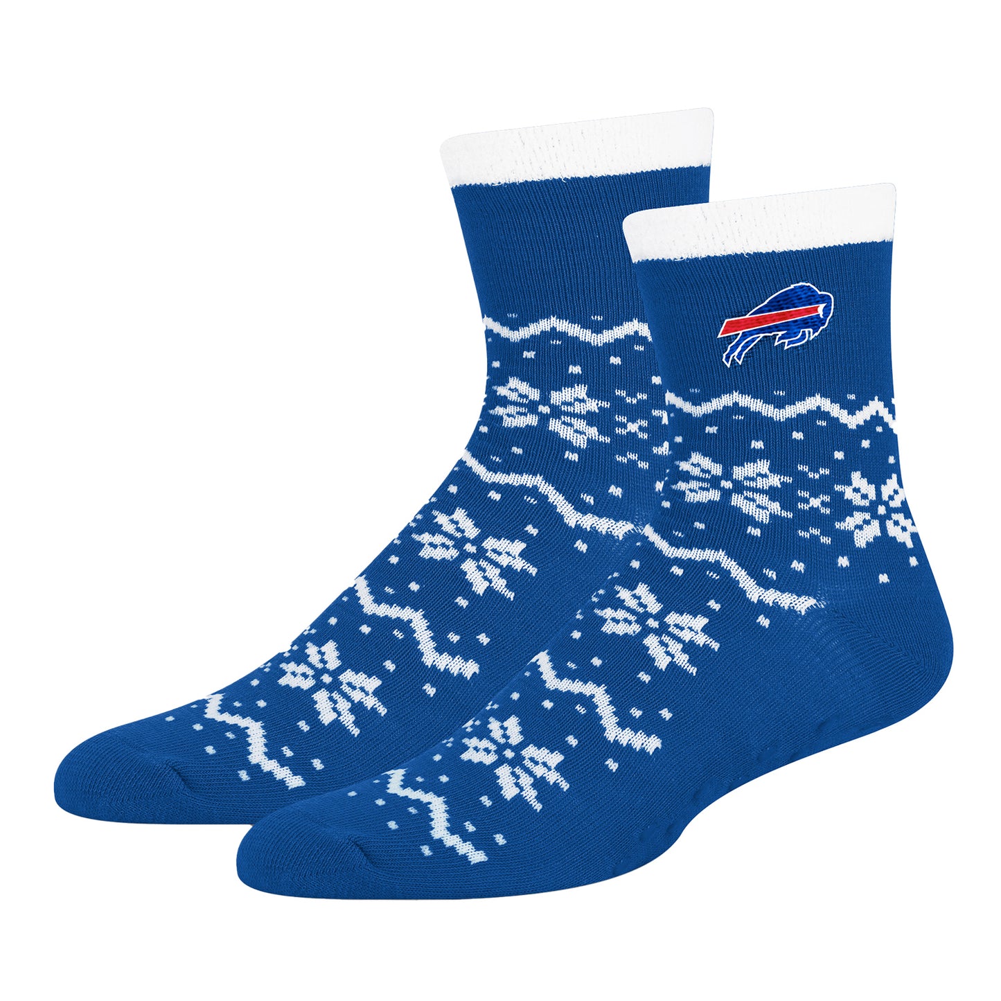 Buffalo Bills For Bare Feet Ladies Snowflake Socks In Blue & White - Pair Left Side View