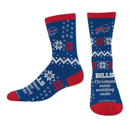 Ladies Buffalo Bills Christmas Movie Socks In Blue - Front View