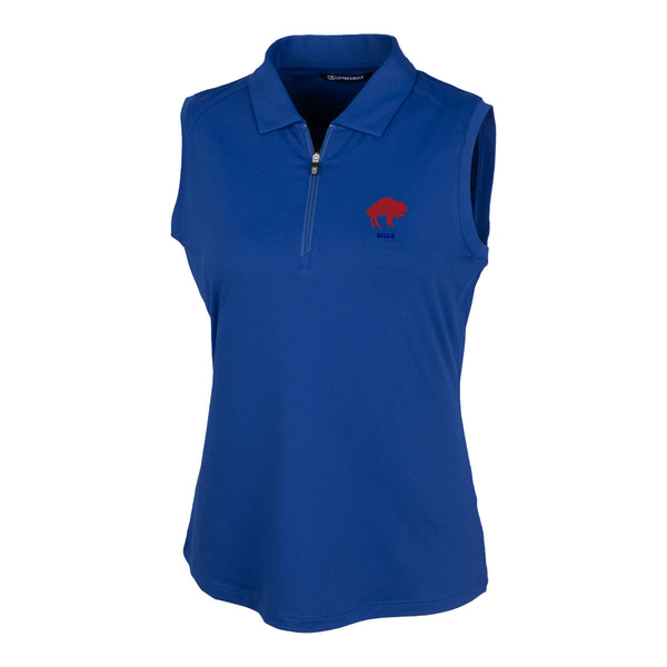 Ladies Cutter & Buck Forge Stretch Sleeveless Polo in Blue - Front View