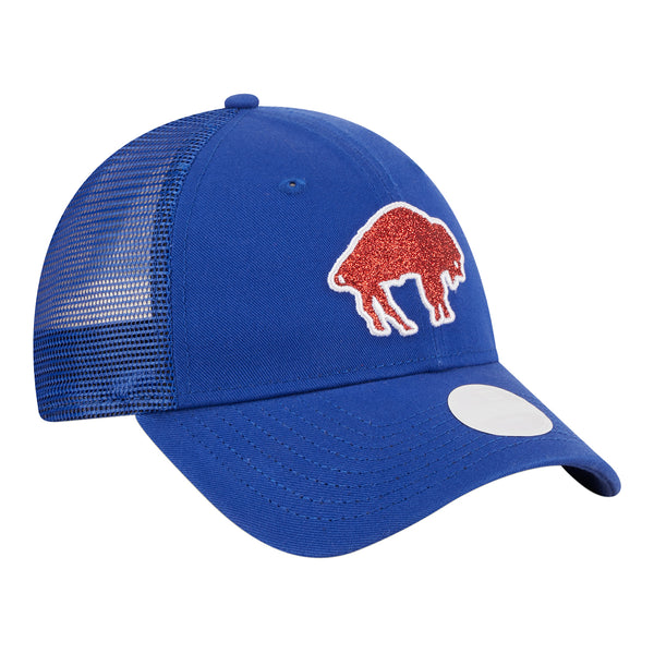 Bills New Era Sparkle Ladies 9FORTY Hat In Blue - Front Right Side View