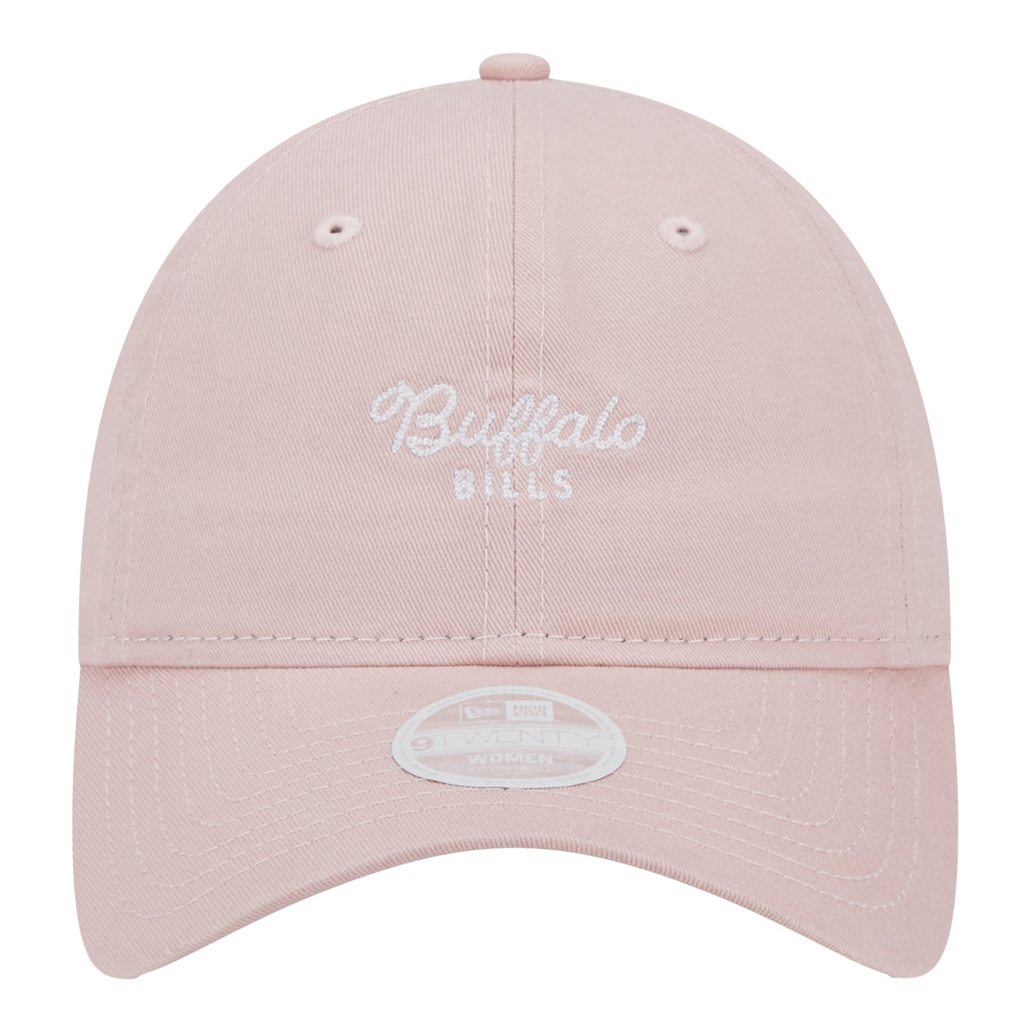 Ladies Bills New Era 9TWENTY Script Adjustable Hat In Pink - Front View