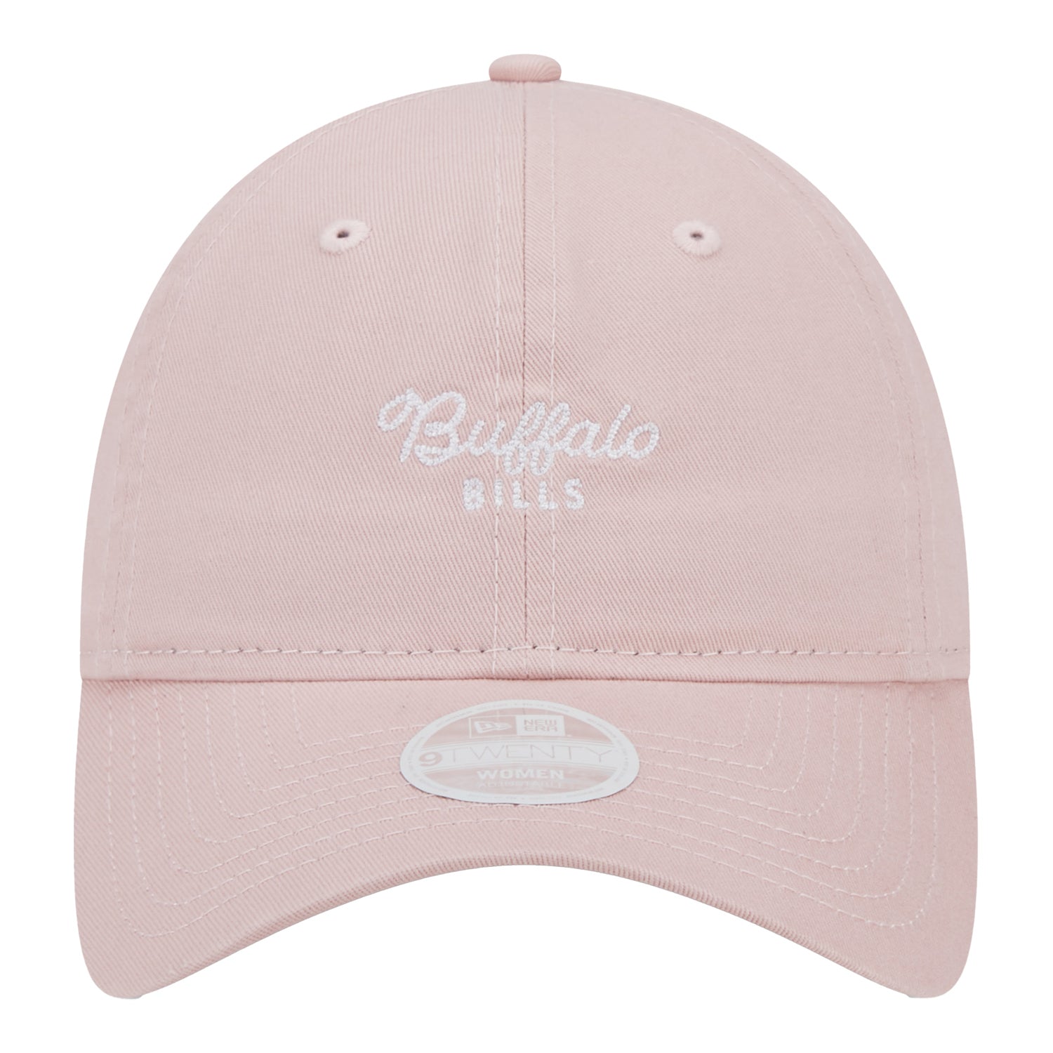 Ladies Bills New Era 9TWENTY Script Adjustable Hat In Pink - Front View