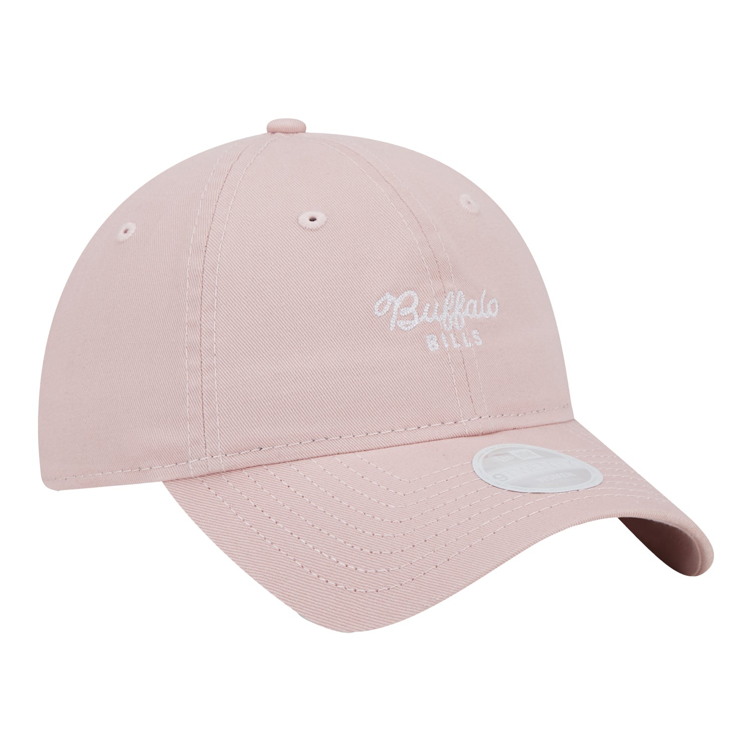 Ladies Bills New Era 9TWENTY Script Adjustable Hat In Pink - Front Left View