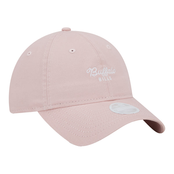 Ladies Bills New Era 9TWENTY Script Adjustable Hat In Pink - Front Left View