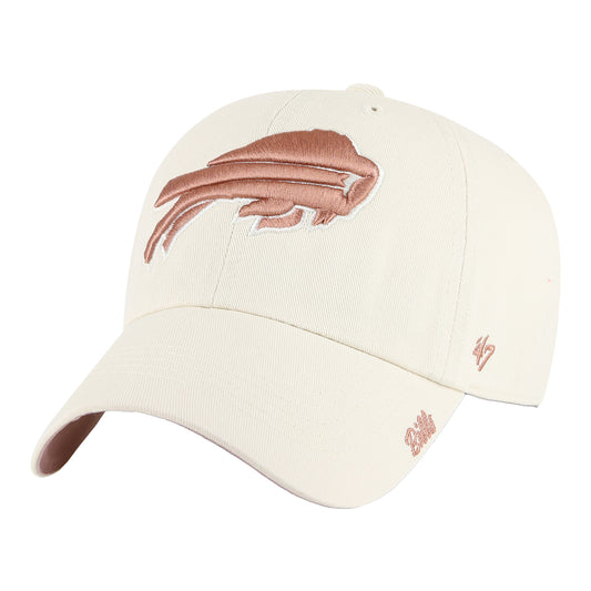 Buffalo Bills Women's '47 Brand Rose Gold Cleanup Ballpark Hat In Tan & Rose Gold - Angled Left Side View