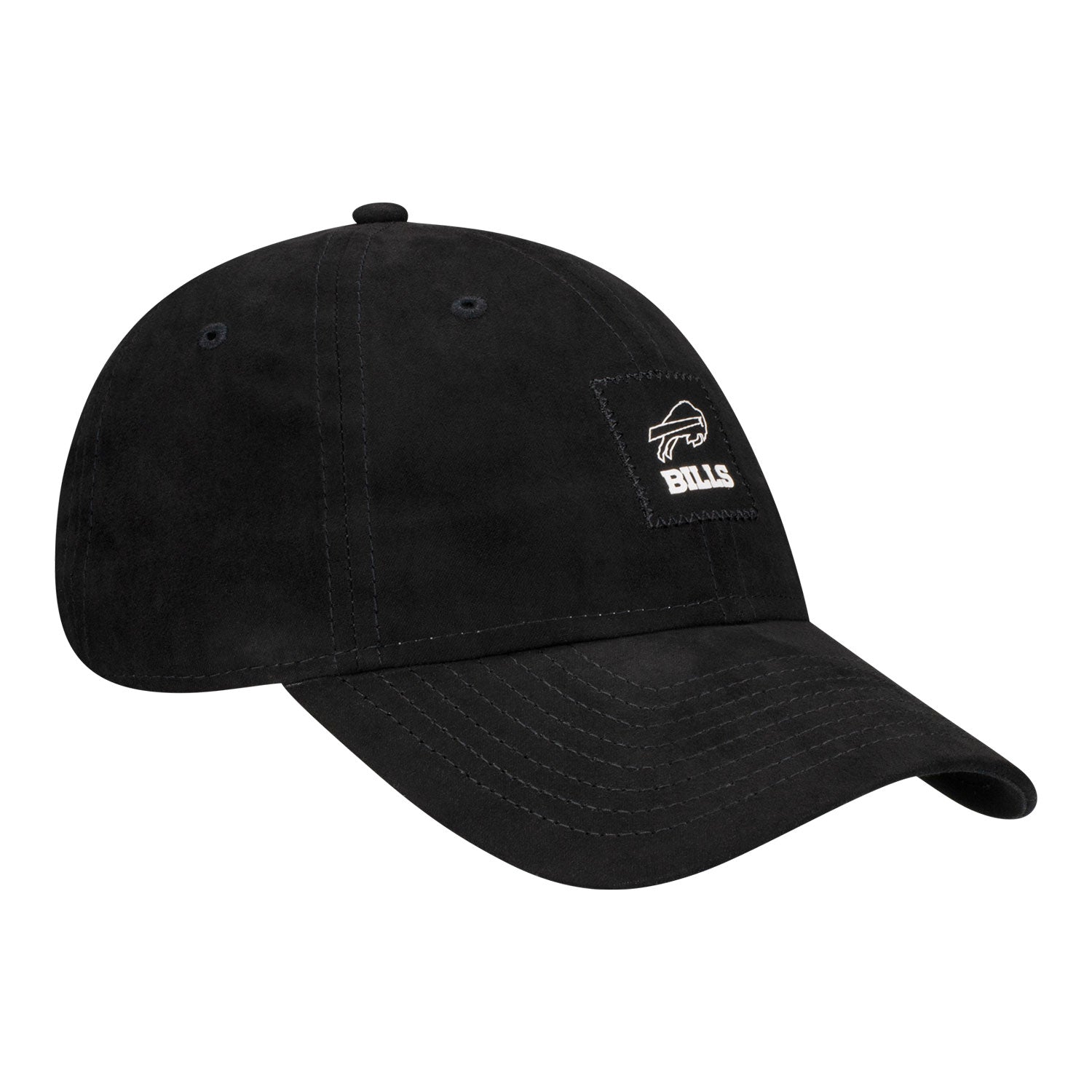 Buffalo Bills New Era Ladies 9TWENTY Suede Patch Hat In Black - Front Right View