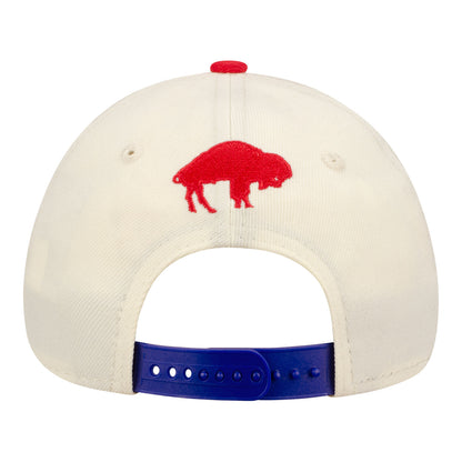 Women's New Era Bills 9FORTY Buffalo Script Adjustable Hat In White - Back View