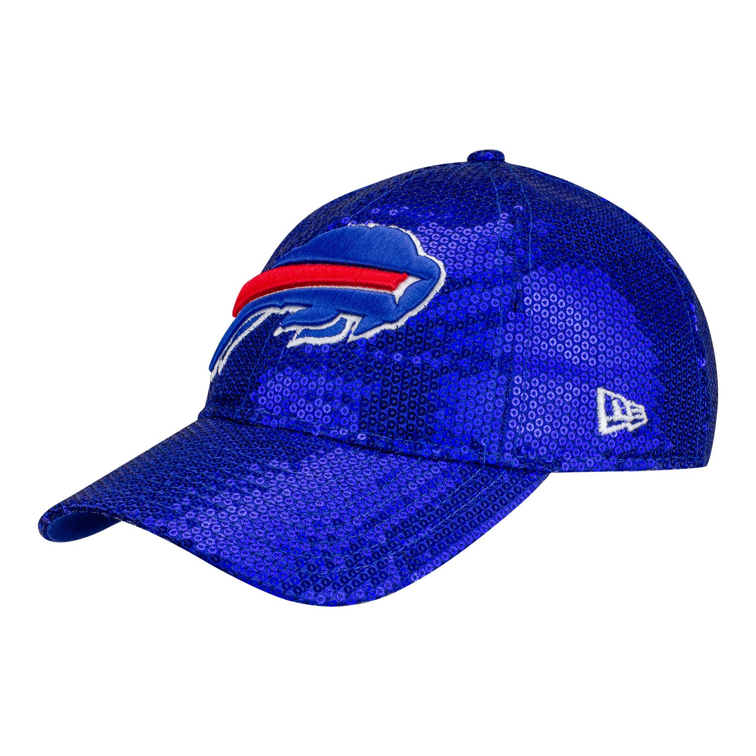 Bills New Era Women's 9TWENTY Oversized Sequin Logo Hat In Blue - Front Left View