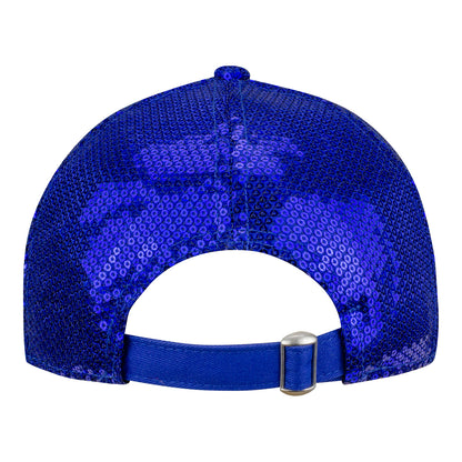 Bills New Era Women's 9TWENTY Oversized Sequin Logo Hat In Blue - Back View