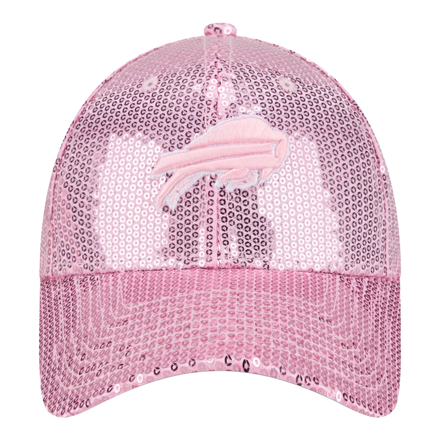 Ladies Buffalo Bills New Era 9FORTY Sequin Hat - Pink - Front View