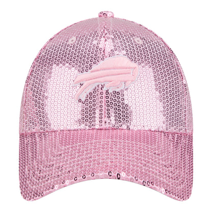 Ladies Buffalo Bills New Era 9FORTY Sequin Hat - Pink - Front View