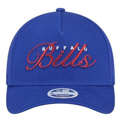 Ladies Buffalo Bills New Era 9FORTY Metallic Script Hat In Blue - Front View