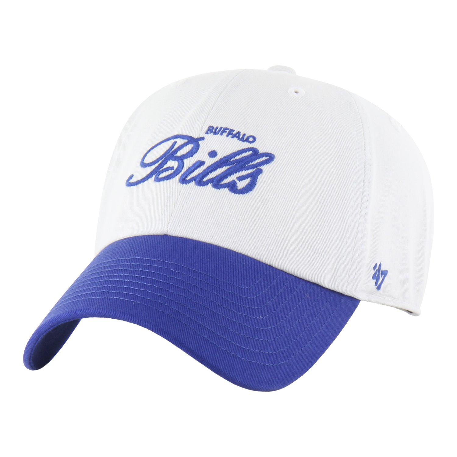 Ladies '47 Brand Bills Foundational Clean Up Hat - Blue In Blue & White - Angled Left Side View