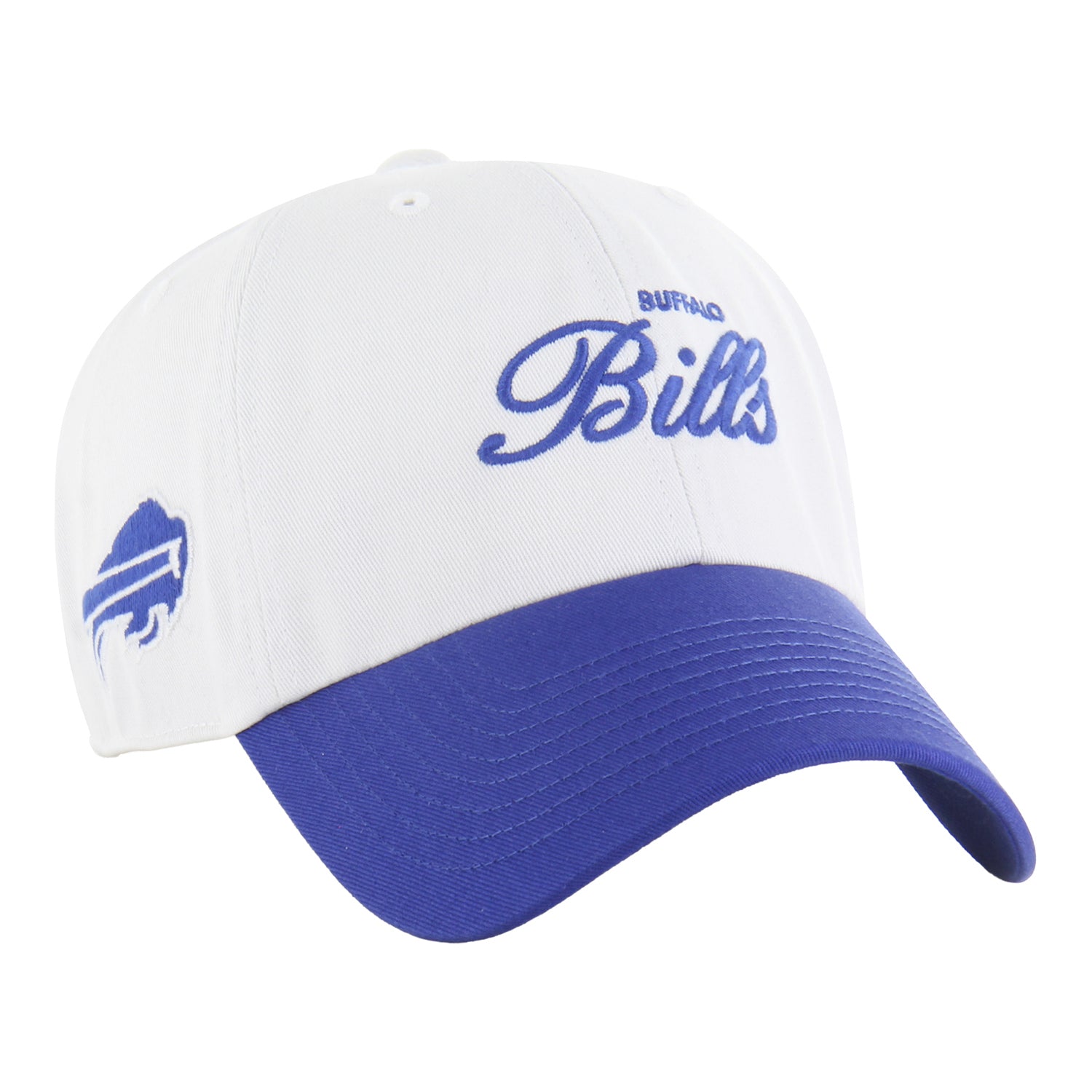Ladies '47 Brand Bills Foundational Clean Up Hat - Blue In Blue & White - Angled Right Side View