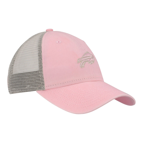 New Era Ladies Bills 9TWENTY Micro Trucker Adjustable Hat In Pink & Grey - Angled Right Side View