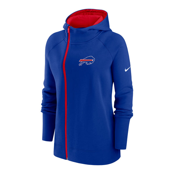 Ladies Bills Nike Off-Center Fleece Full-Zip Jacket In Blue - Front View