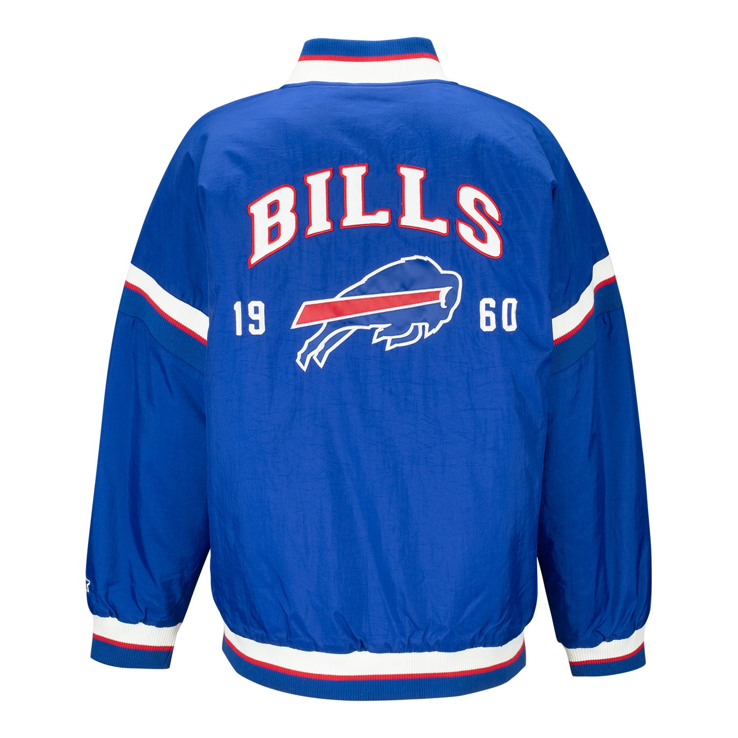 Ladies Bills Starter Varsity Jacket In Blue - Back View