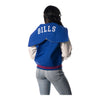 Wild Collective Ladies Buffalo Bills Snap Varsity Jacket In Blue - Back View