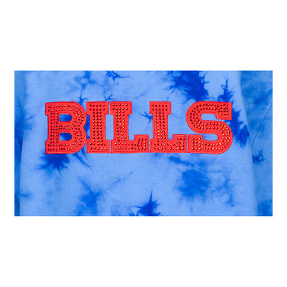 Wild Collective Ladies Bills Button Up Tie Dye Sweater In Blue - Zoom View On Back Graphic