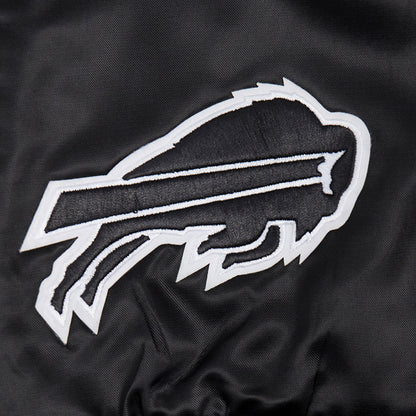 Women's Pro Standard Bills Satin Pearl Jacket In Black & White - Zoom View On Bills Logo