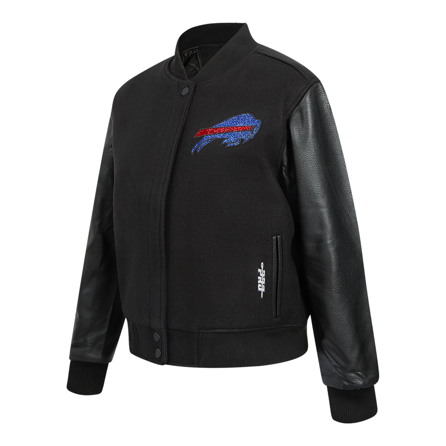 Buffalo Bills Pro Standard Jewel Wool Varsity Jacket In Black - Front View