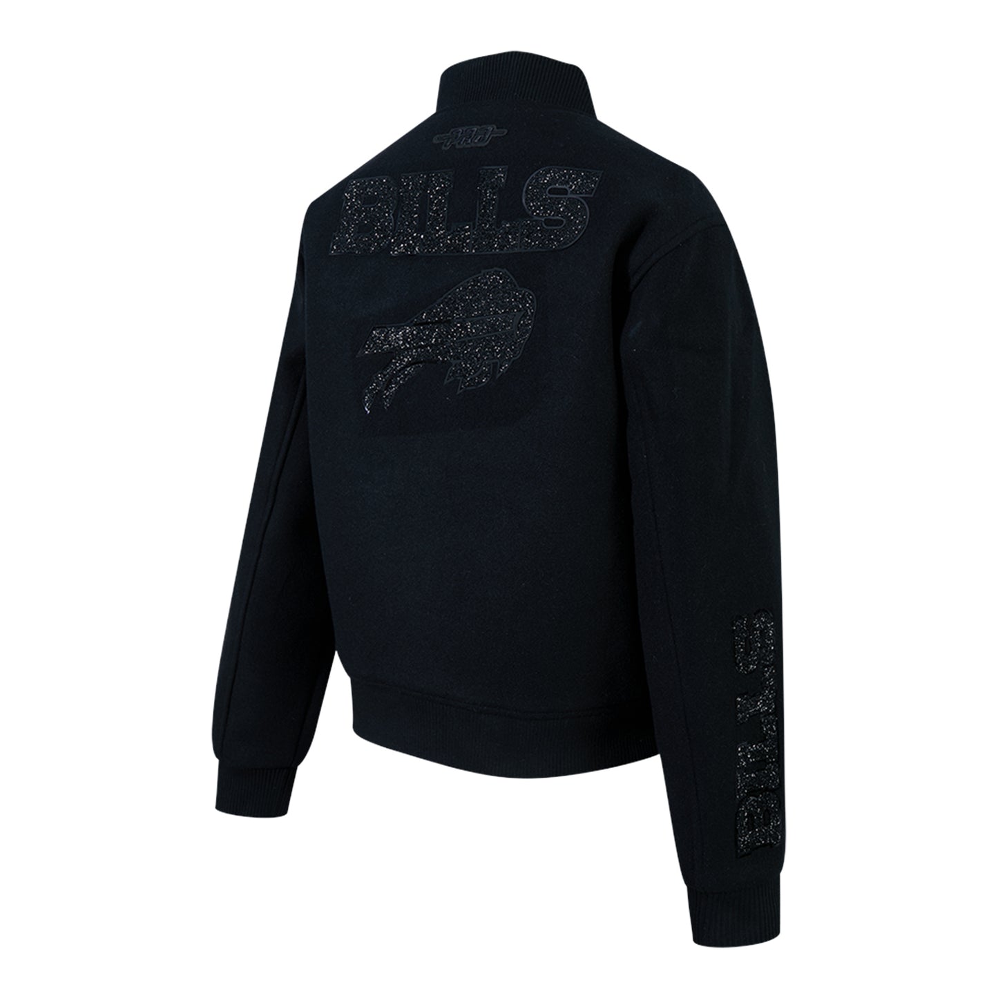 Ladies Buffalo Bills Pro Standard Crystalline Wash Wool Jacket In Black - Back View