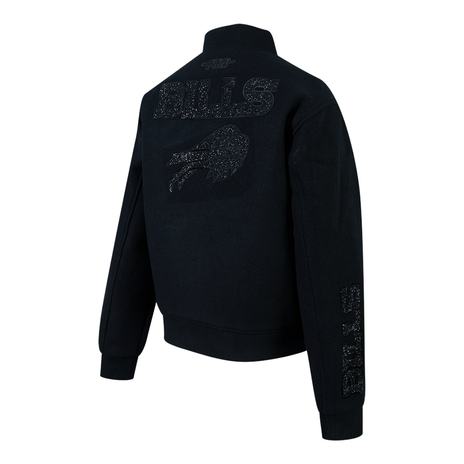 Ladies Buffalo Bills Pro Standard Crystalline Wash Wool Jacket In Black - Back View