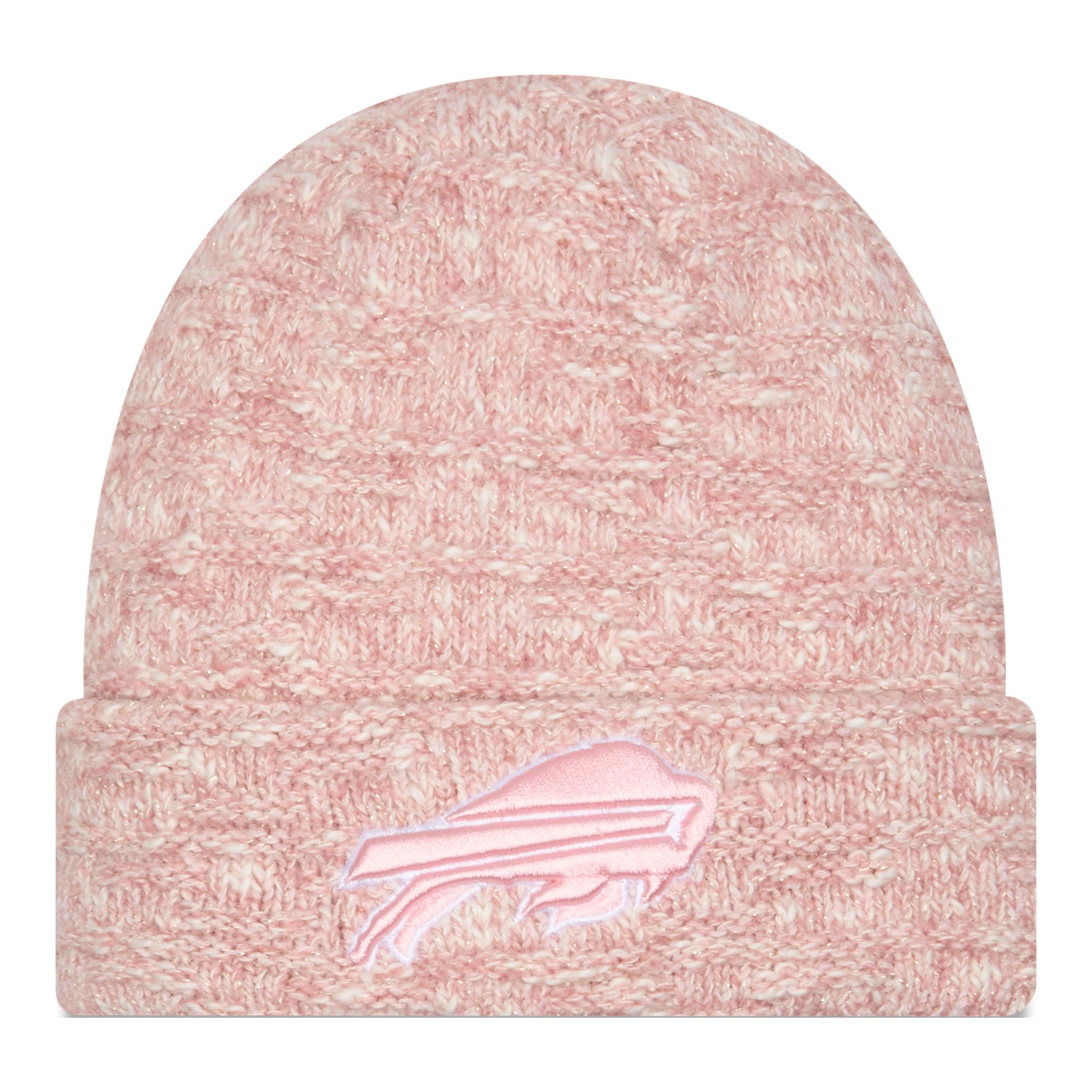 Ladies Buffalo Bills New Era Metallic Primary Knit In Pink - Front View