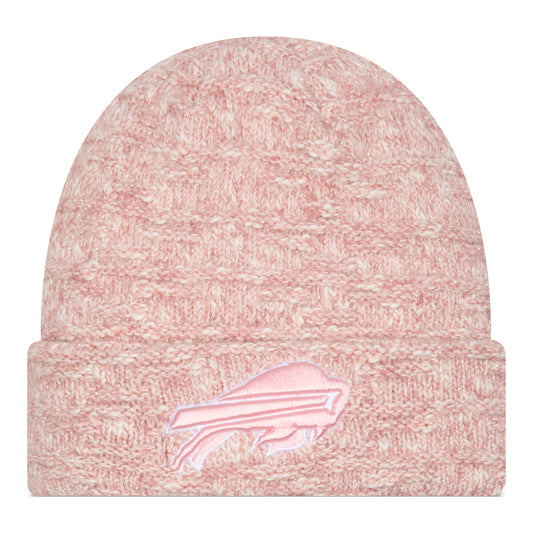Ladies Buffalo Bills New Era Metallic Primary Knit In Pink - Front View