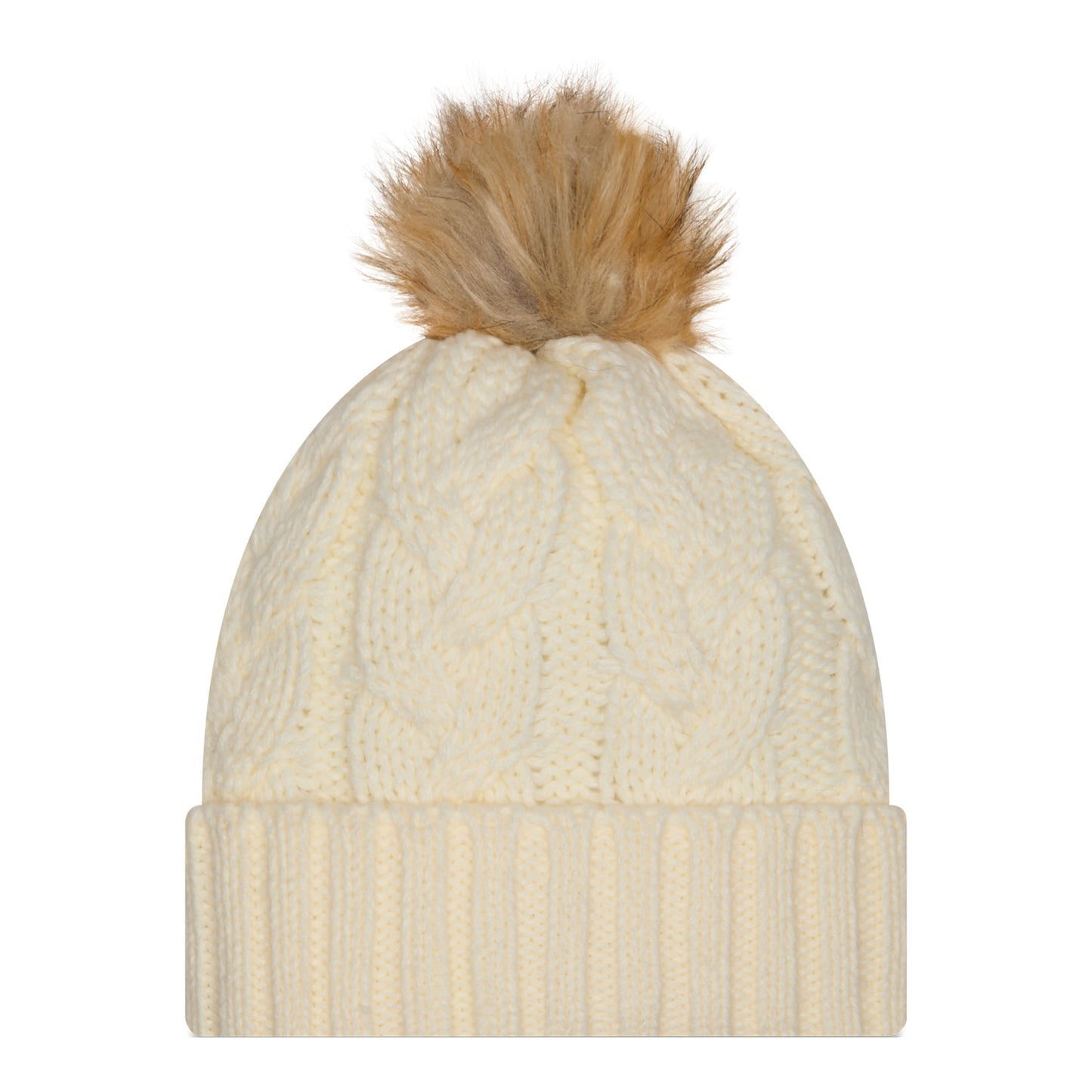 Ladies Bills New Era Fur Pom Knit In Cream - Back View