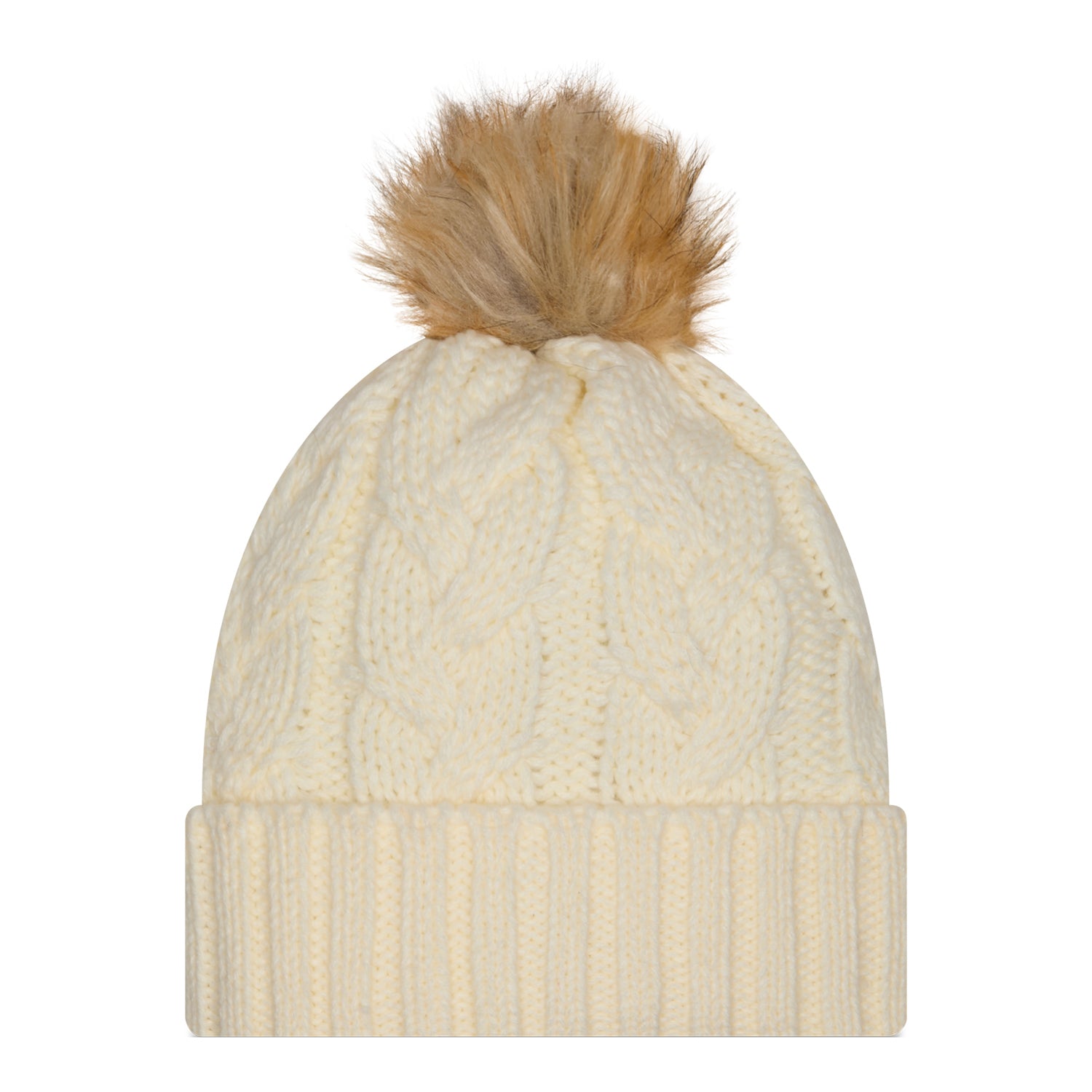 Ladies Bills New Era Fur Pom Knit In Cream - Back View