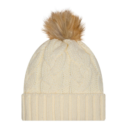 Ladies Bills New Era Fur Pom Knit In Cream - Back View