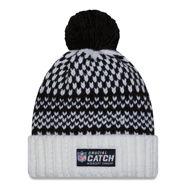 Bills New Era 2023 Crucial Catch Ladies Knit Hat In Black & White - Back View