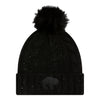 Ladies Bills New Era Classic Logo Tonal Knit Hat In Black - Front View