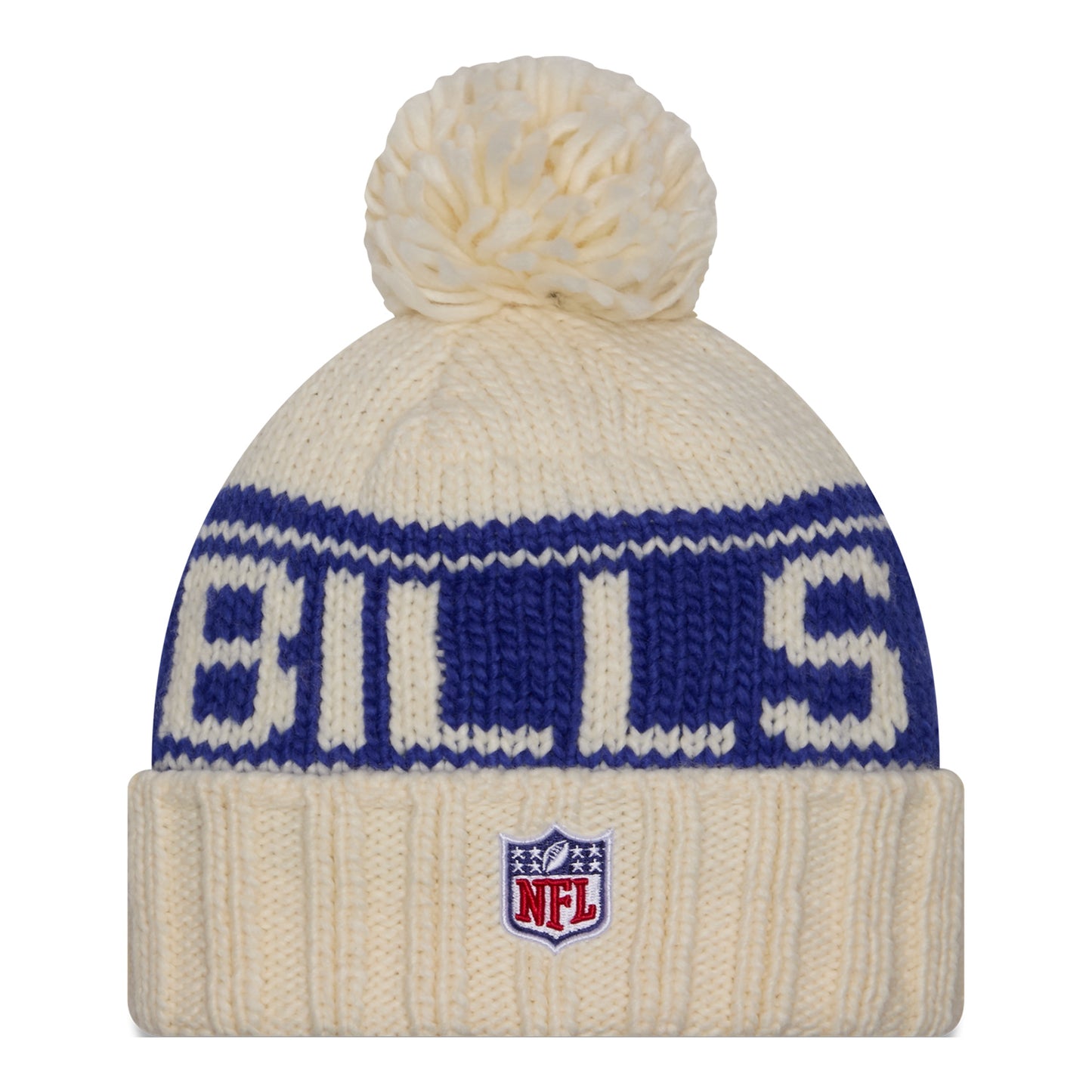 Buffalo Bills New Era Ladies 2024 Sideline Knit Hat In Blue & Tan - Back View