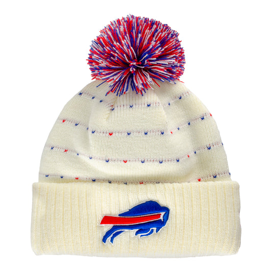 Bills New Era Women's Heart Knit Hat In Cream - Front View