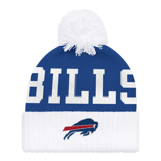 Ladies Buffalo Bills Starter Contender Cuff Pom Knit In Blue & White - Front View