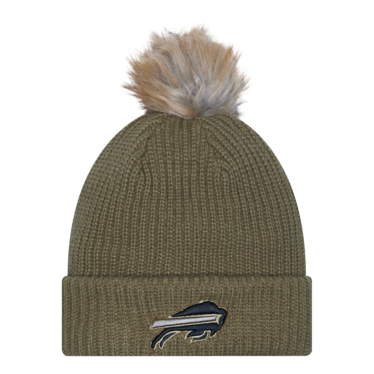 Ladies Bills New Era 2025 Salute to Service Knit Hat In Green - Front View