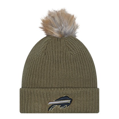 Ladies Bills New Era 2025 Salute to Service Knit Hat In Green - Front View