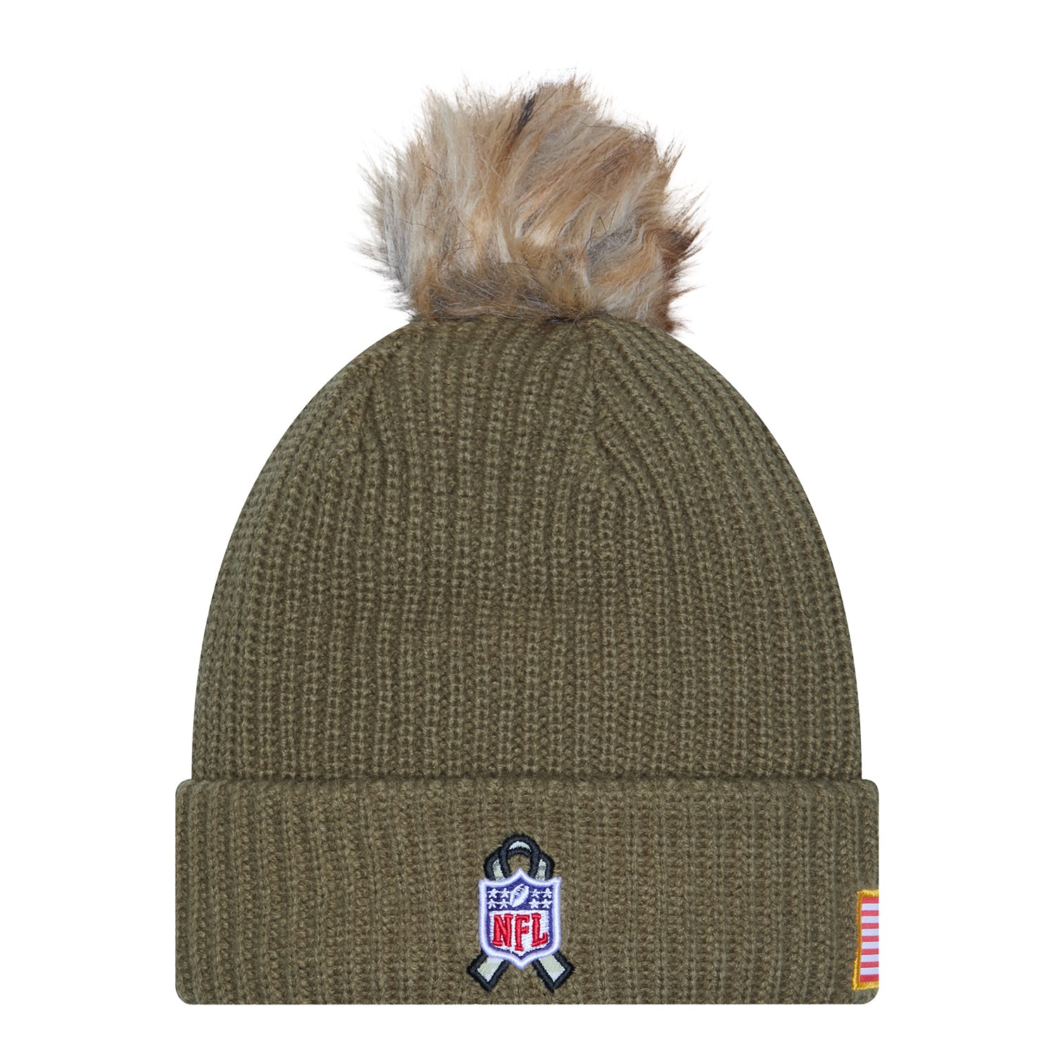 Ladies Bills New Era 2025 Salute to Service Knit Hat In Green - Back View