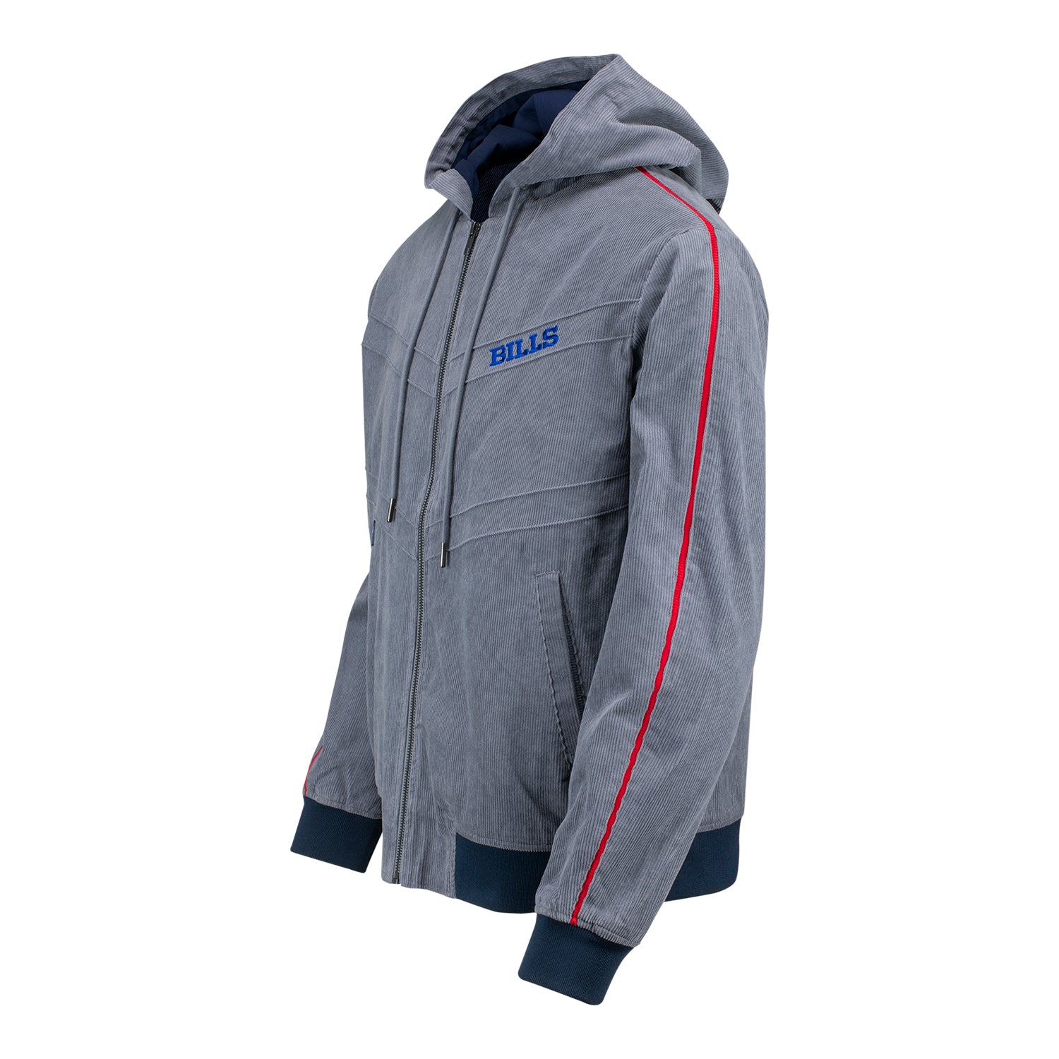 Wild Collective Buffalo Bills Unisex Corduroy Full Zip Jacket In Grey - Left Side View