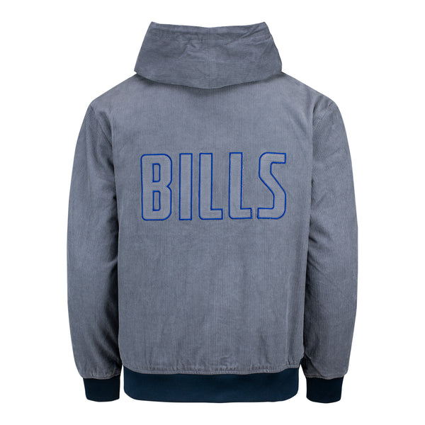 Wild Collective Buffalo Bills Unisex Corduroy Full Zip Jacket In Grey - Back View