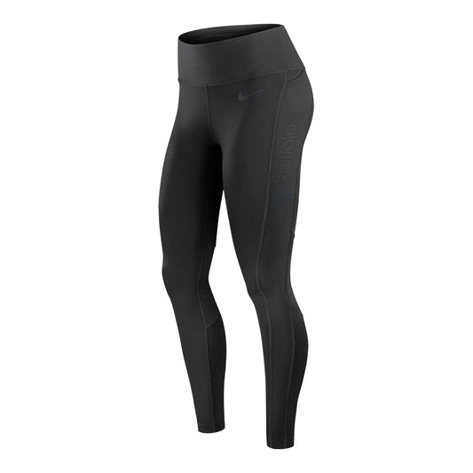 Women's Nike Bills Statement Dri-FIT Leggings In Black - Front View