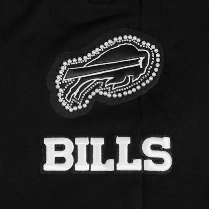 Buffalo Bills Pro Standard Ladies Pearl Fleece Pants In Black & White - Zoom View On Front Graphic