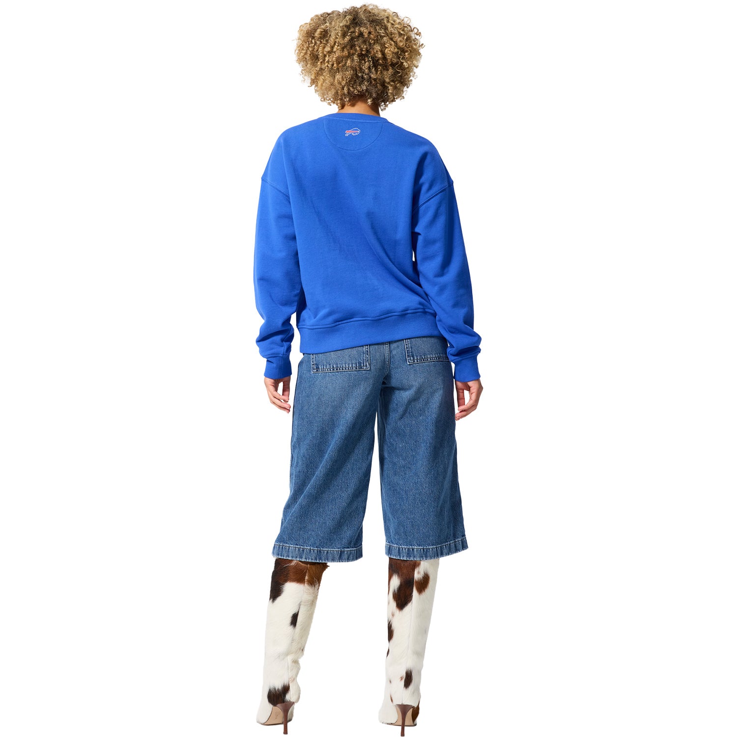 Ladies Buffalo Bills Terez Primary Logo Gems Crewneck Sweatshirt In Blue - Back View